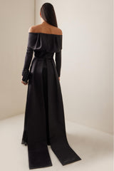 Satin Splicing Chiffon Pleat Maxi Dress