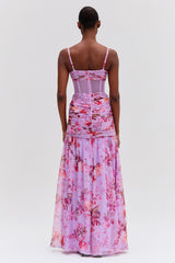 Lace Splicing Knotted Maxi Dress
