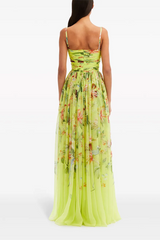 Chiffon Floral Sleeveless Maxi Dress