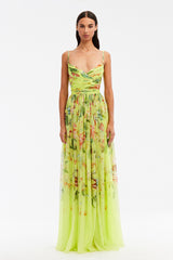Chiffon Floral Sleeveless Maxi Dress