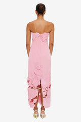 Off-Shoulder Floral Appliquéd Midi Dress