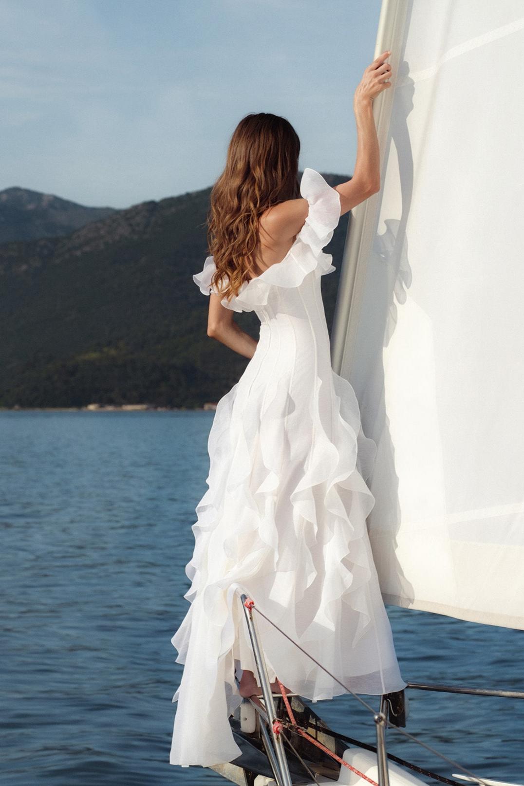 Solid Frill Off-Shoulder Maxi Dress