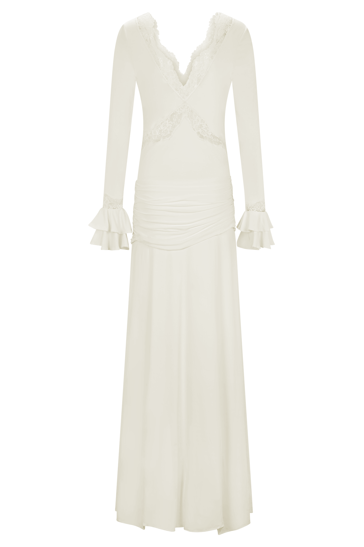 Lace Splicing Jersey Frill Maxi Dress