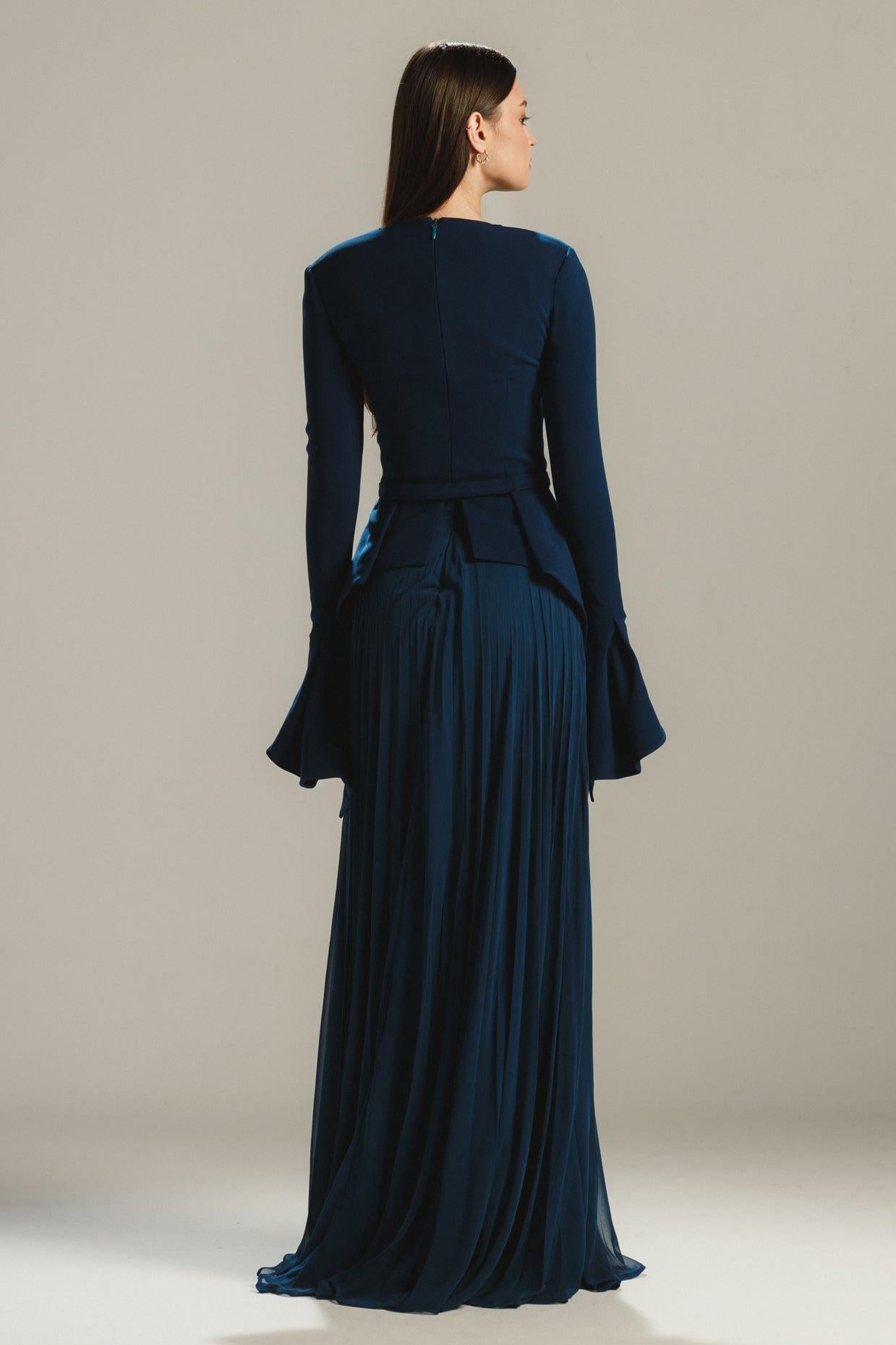Chiffon Splicing Bell Sleeve Maxi Dress
