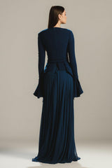 Chiffon Splicing Bell Sleeve Maxi Dress