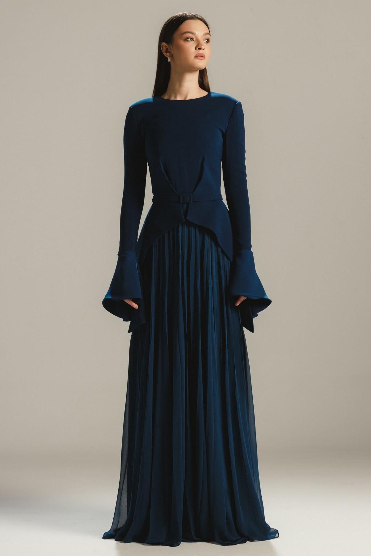Chiffon Splicing Bell Sleeve Maxi Dress
