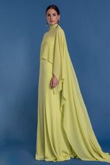 Slip Satin Maxi Dress With Chiffon Cape