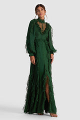 Lace Splicing Chiffon Maxi Dress
