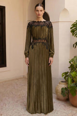 Velvet Splicing Lace Maxi Dress