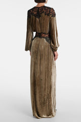 Velvet Splicing Lace Maxi Dress
