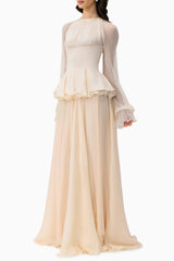 Chiffon Ruched Ruffle Top & Maxi Skirt Set