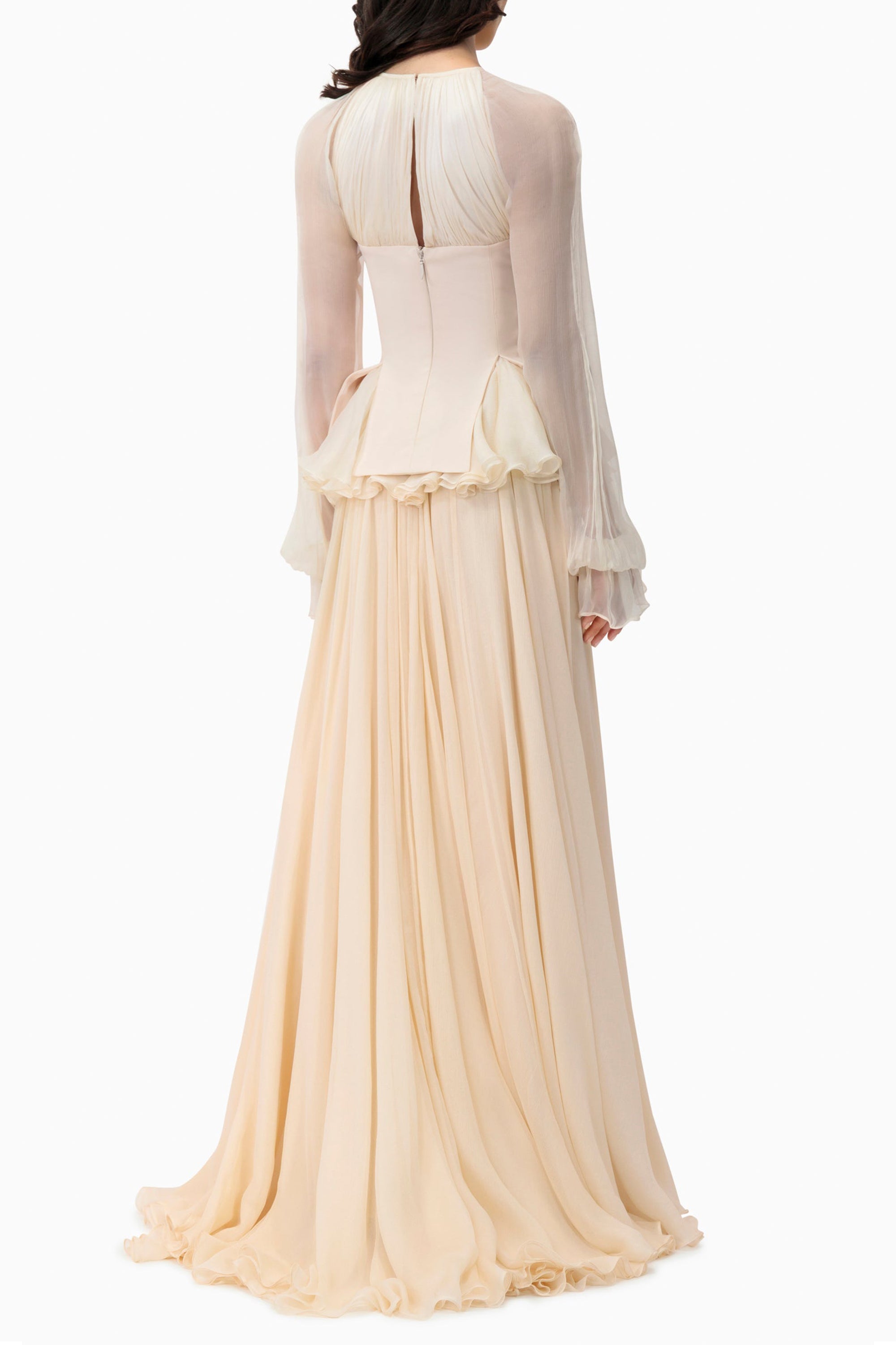 Chiffon Ruched Ruffle Top & Maxi Skirt Set