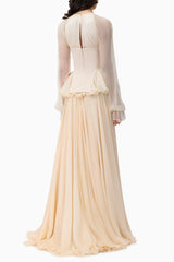 Chiffon Ruched Ruffle Top & Maxi Skirt Set