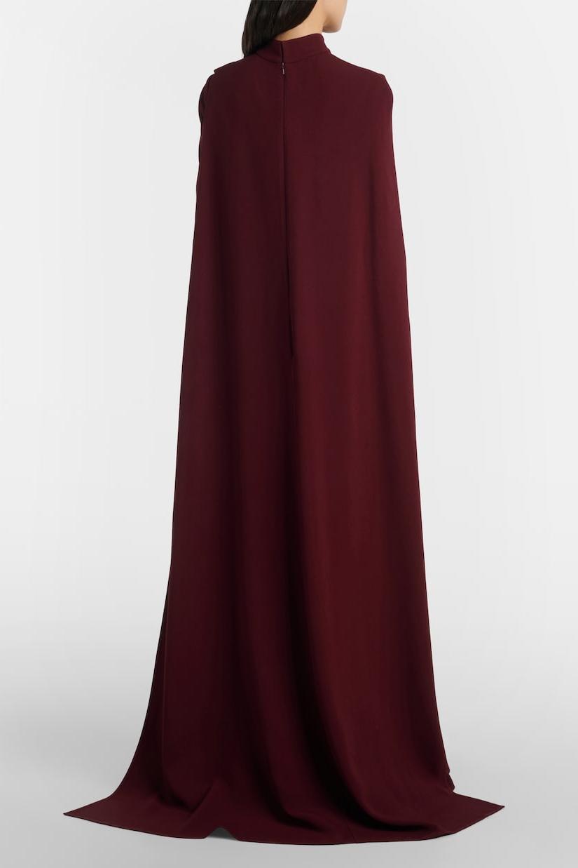 Cape Asymmetrical Ruched Maxi Dress
