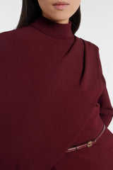 Cape Asymmetrical Ruched Maxi Dress