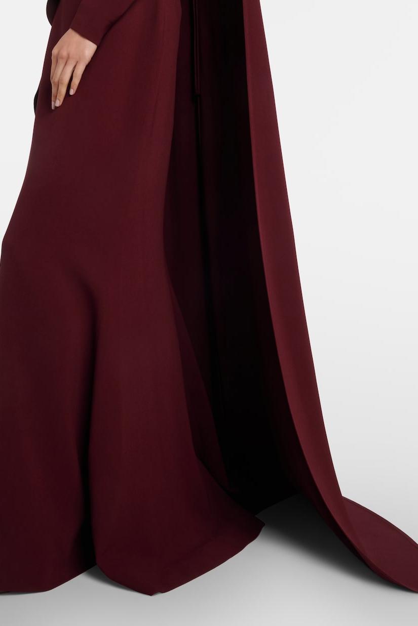 Cape Asymmetrical Ruched Maxi Dress