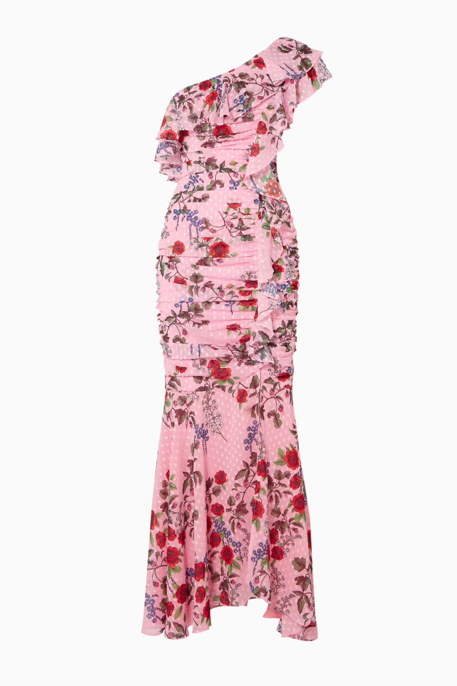 Burn-Out Floral Ruffle Midi Dress