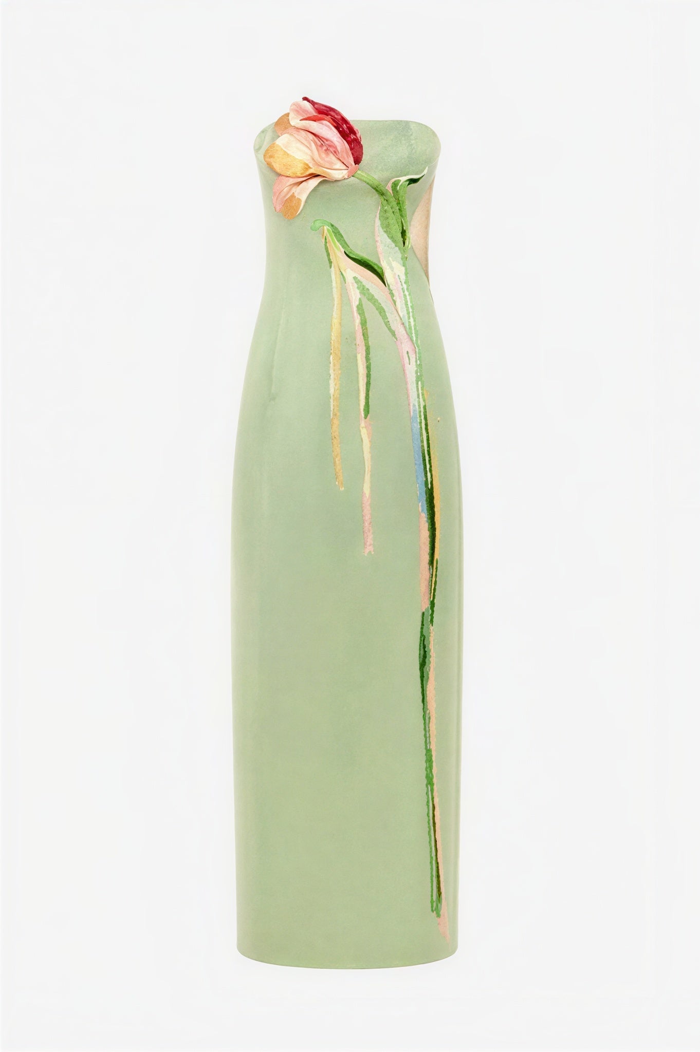 Embroidered Slit Off Shoulder Midi Dress