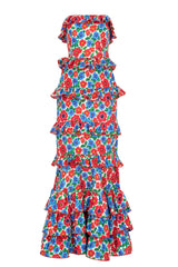 Floral Ruffle Off Shoulder Maxi Dress