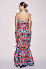 Floral Ruffle Off Shoulder Maxi Dress