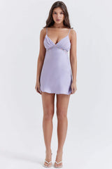Flower Embroidery Backless Cami Mini Dress
