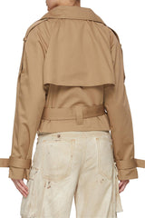 Brown Long Sleeves Buckle Belted Suit