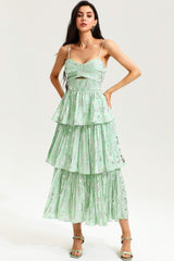Cami Backless Cut-Out Tiered Ruffle Hem Midi Dress