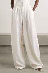 Long Sleeve Off-Shoulder Lace Up Pants Set White