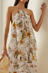 Floral Ruffle Halter Neck Maxi Dress