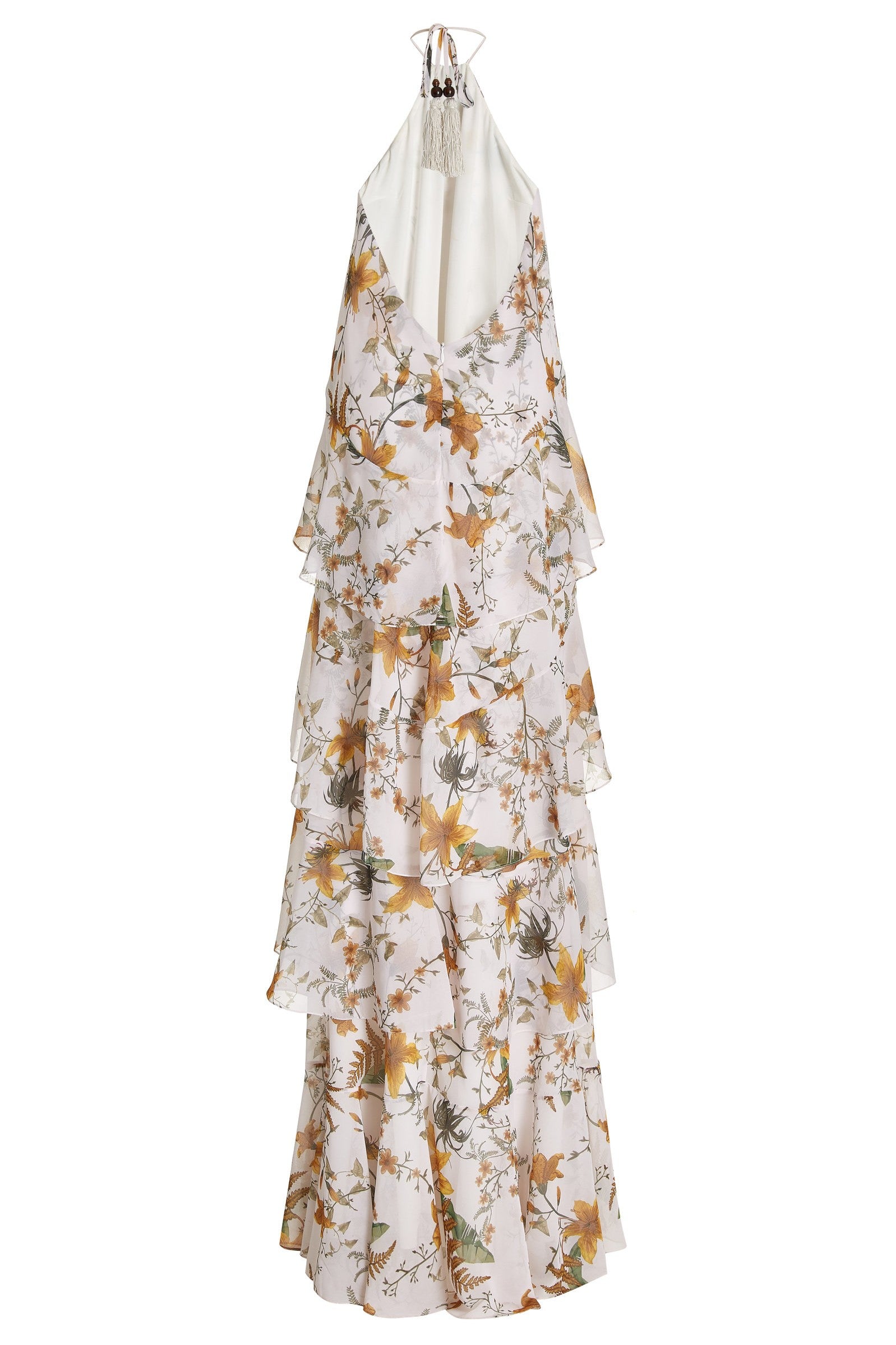Floral Ruffle Halter Neck Maxi Dress