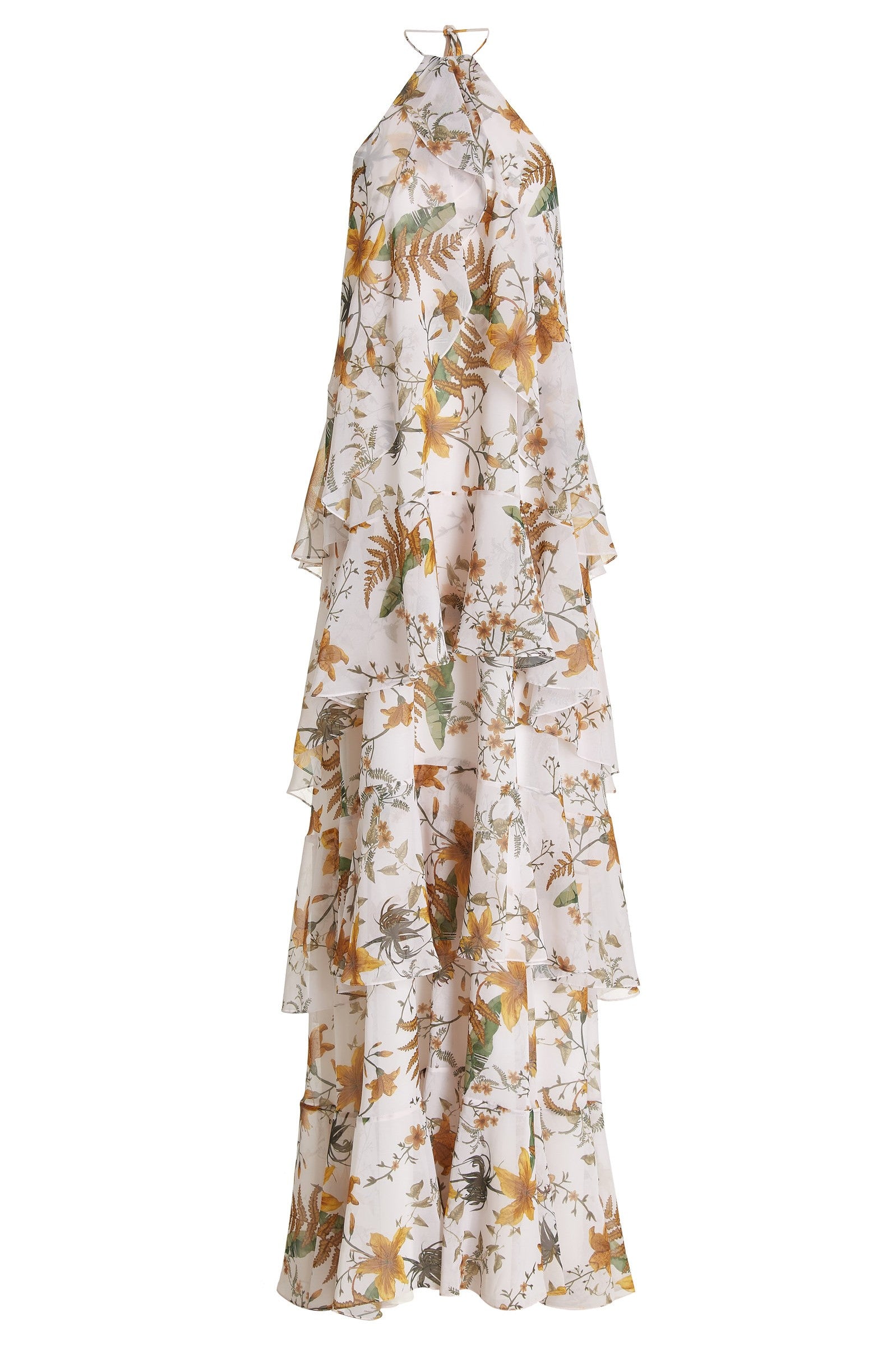 Floral Ruffle Halter Neck Maxi Dress