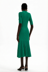 Jersey Flapped Metal Button Midi Dress