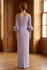 Solid 3D Flower One-Shoulder Maxi Dress