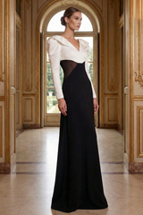 Contrast Color Long Sleeve Maxi Dress