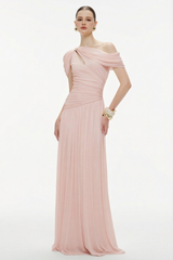 Solid One Shoulder Cape Sleeve Maxi Dress