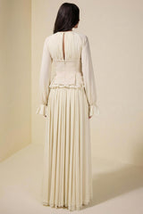 Chiffon Ruched Ruffle Top & Maxi Dress Set