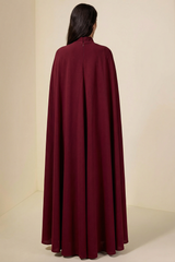 Cape Asymmetrical  Ruched Maxi Dress