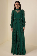 Lace Splicing Chiffon Maxi Dress