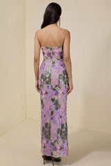 Sequin Embroidered Off-Shoulder Split Maxi Dress